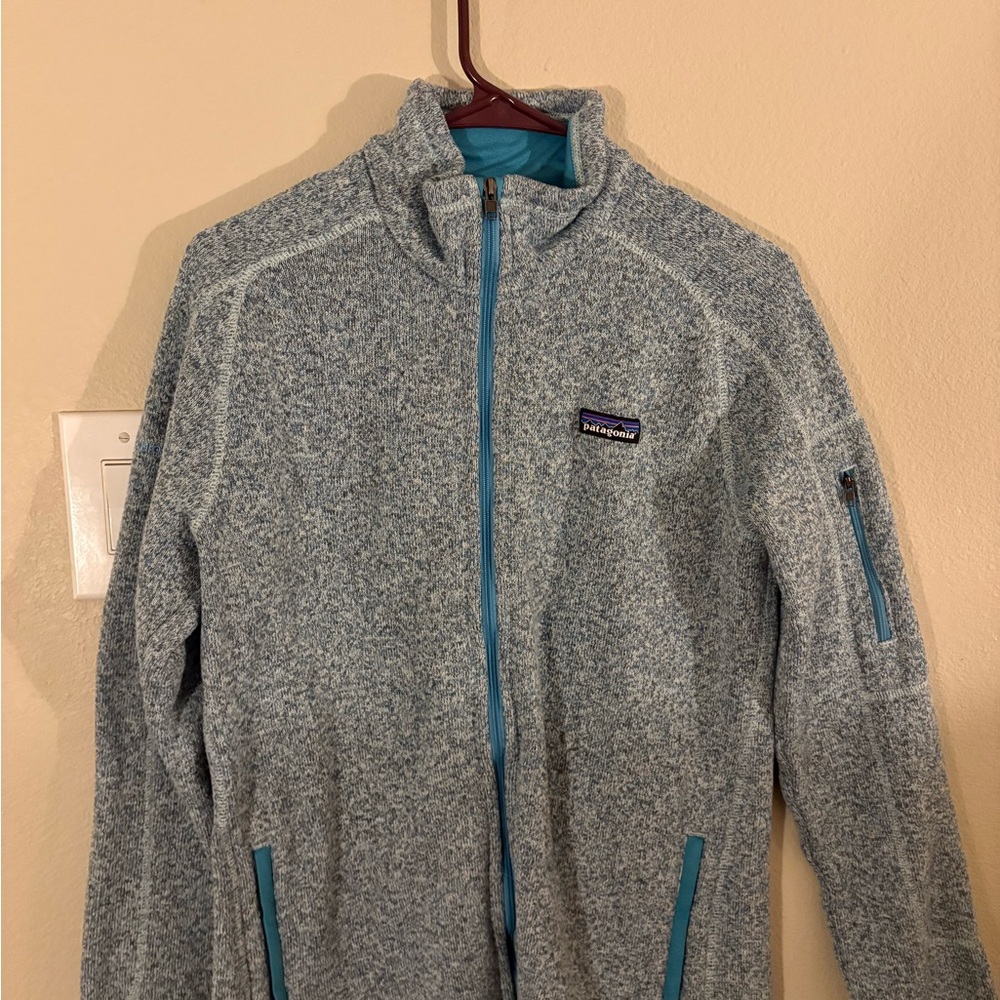 Patagonia Blue and Gray Zip-Up Fleece